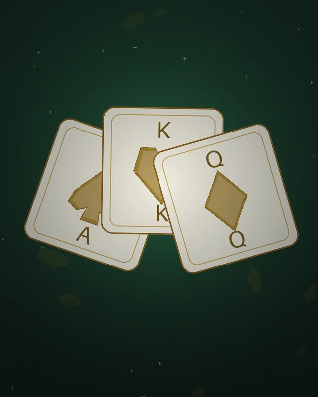Kipas tiga kartu 9399: As sekop, King hati, dan Queen wajik.